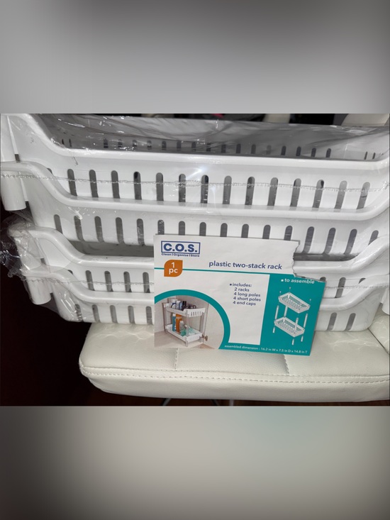 Other - White Plastic Two-Stack Rack - White set of 2